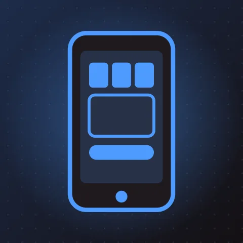 TrueBlue Casino on mobile Phone with the TrueBlue Casino lobby and a blue play button